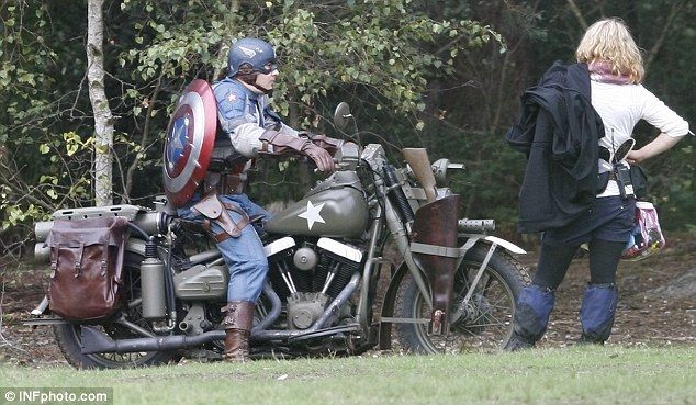 Captain America in costume on the Set #1