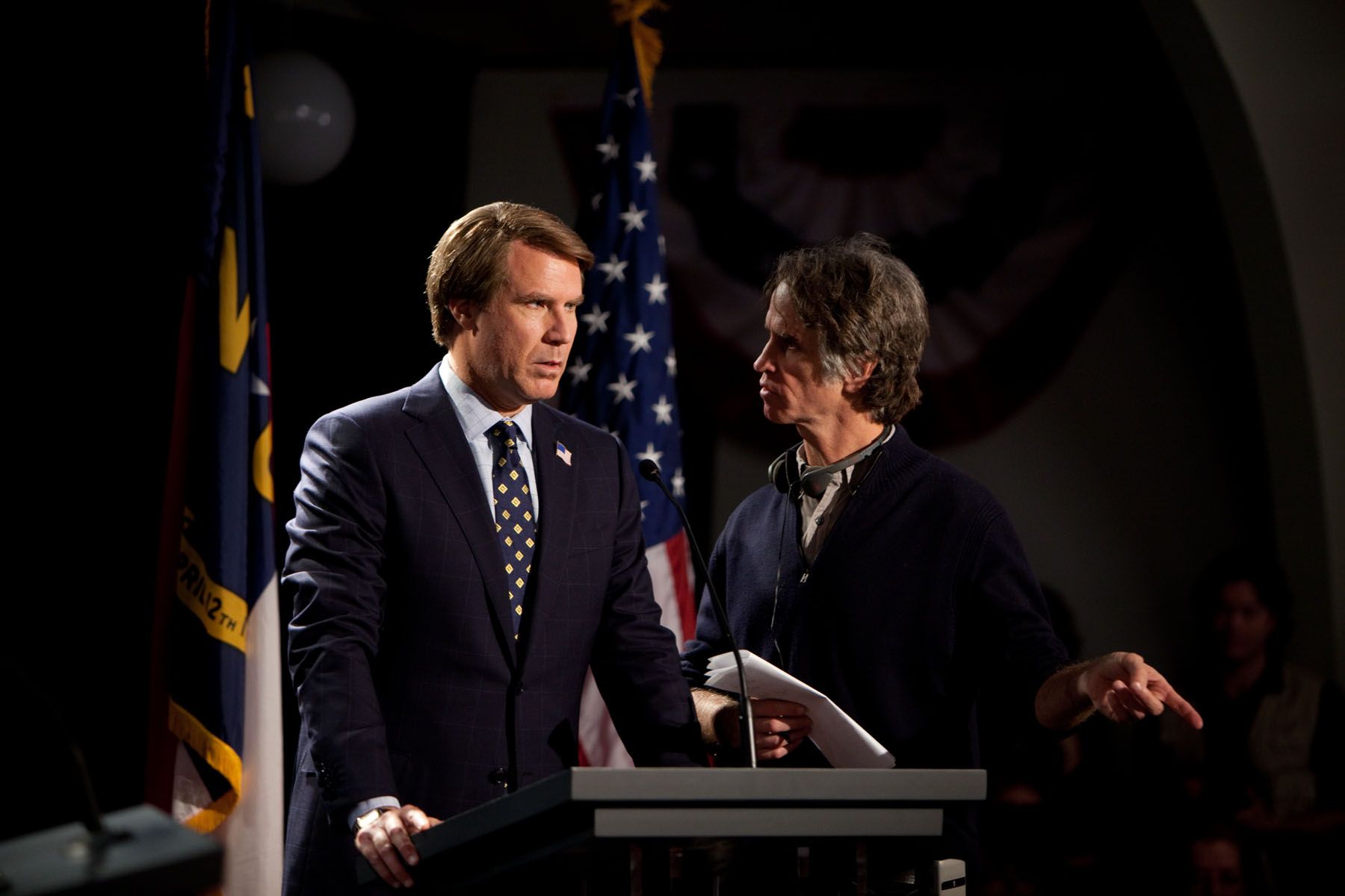 Will Ferrell and director Jay Roach on the set of The Campaign{85}