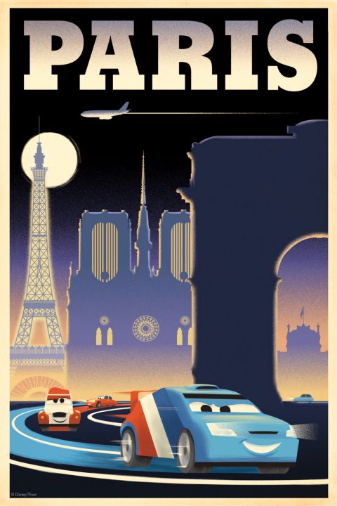 Cars 2 Retro Paris Poster