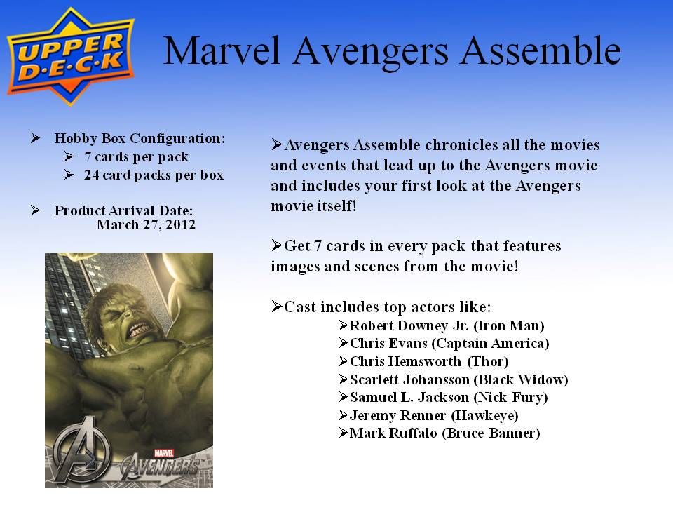 The Avengers Hulk Upper Deck Trading Card