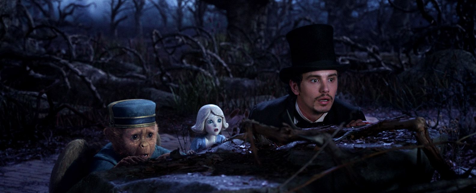 Finley, China Girl, and Oscar Diggs in Oz the Great and Powerful