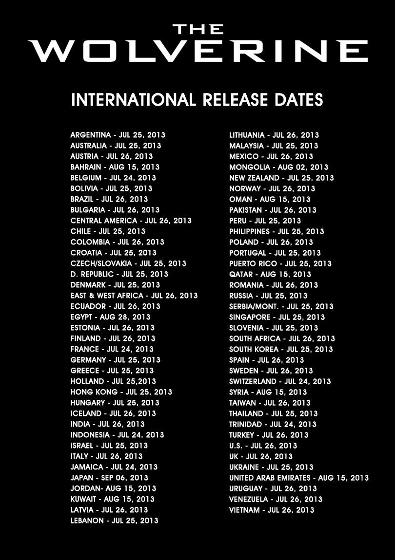Wolverine International Dates
