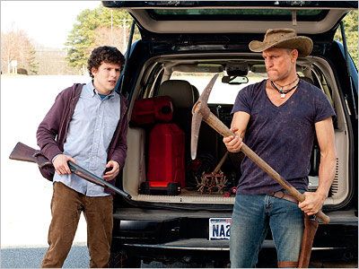 Jesse Eisenberg as Columbus and Woody Harrelson and Tallahassee in Zombieland