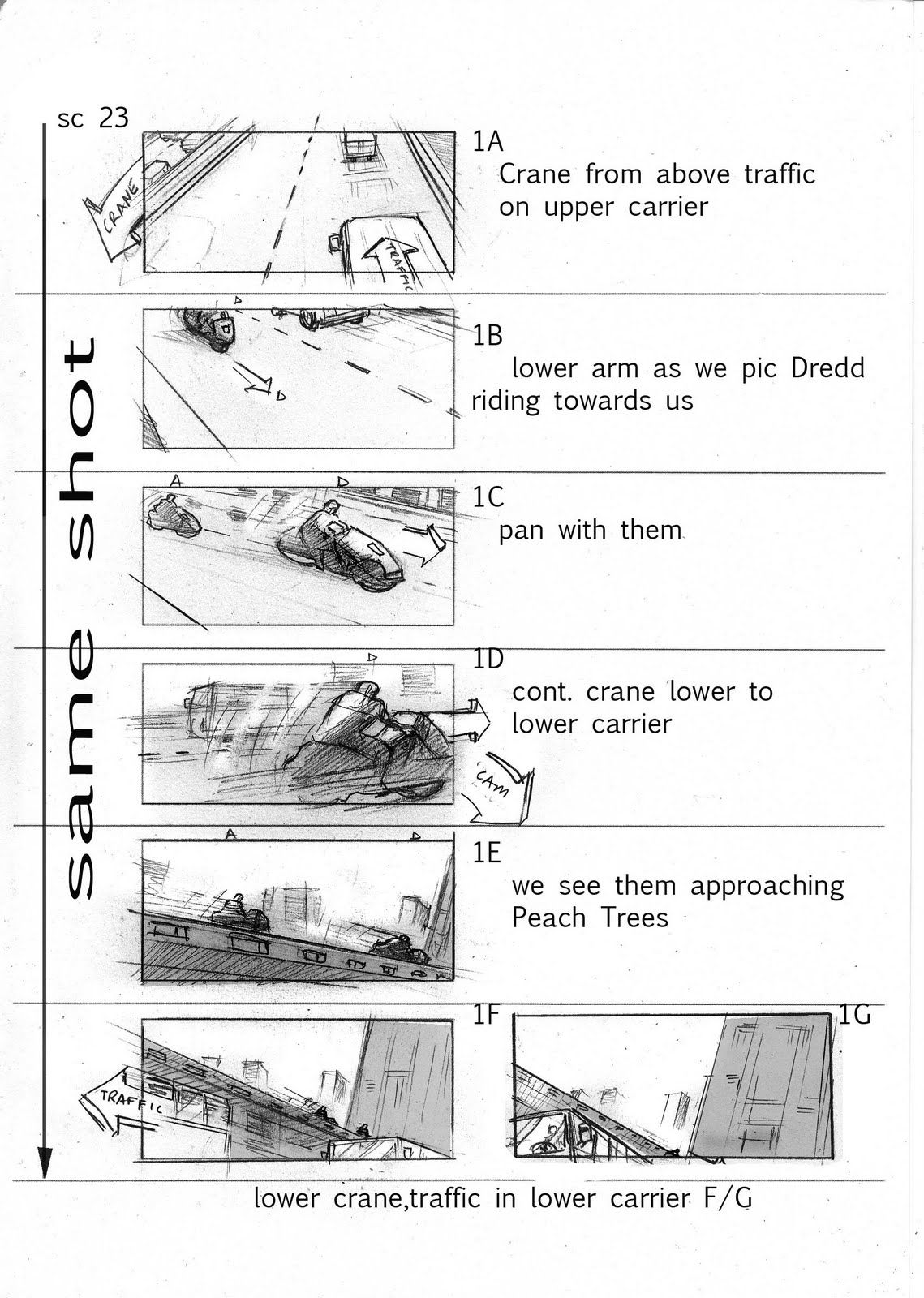Dredd Chase Scene Storyboard