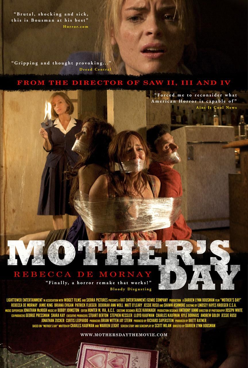 Mother's Day hits theaters in May 2012I recently had the chance to speak with director {0} about his upcoming horror-thriller {1}, hitting theaters nationwide on November 11. I also got an update on {2}, his remake starring {3} and {4}, which the director confirmed will be released on Mother's Day weekend in 2012. While he didn't give an exact date, Mother's Day falls on Sunday, May 13 next year, which would indicate Mother's Day will likely arrive in theaters Friday, May 11, 2012. Here's what {