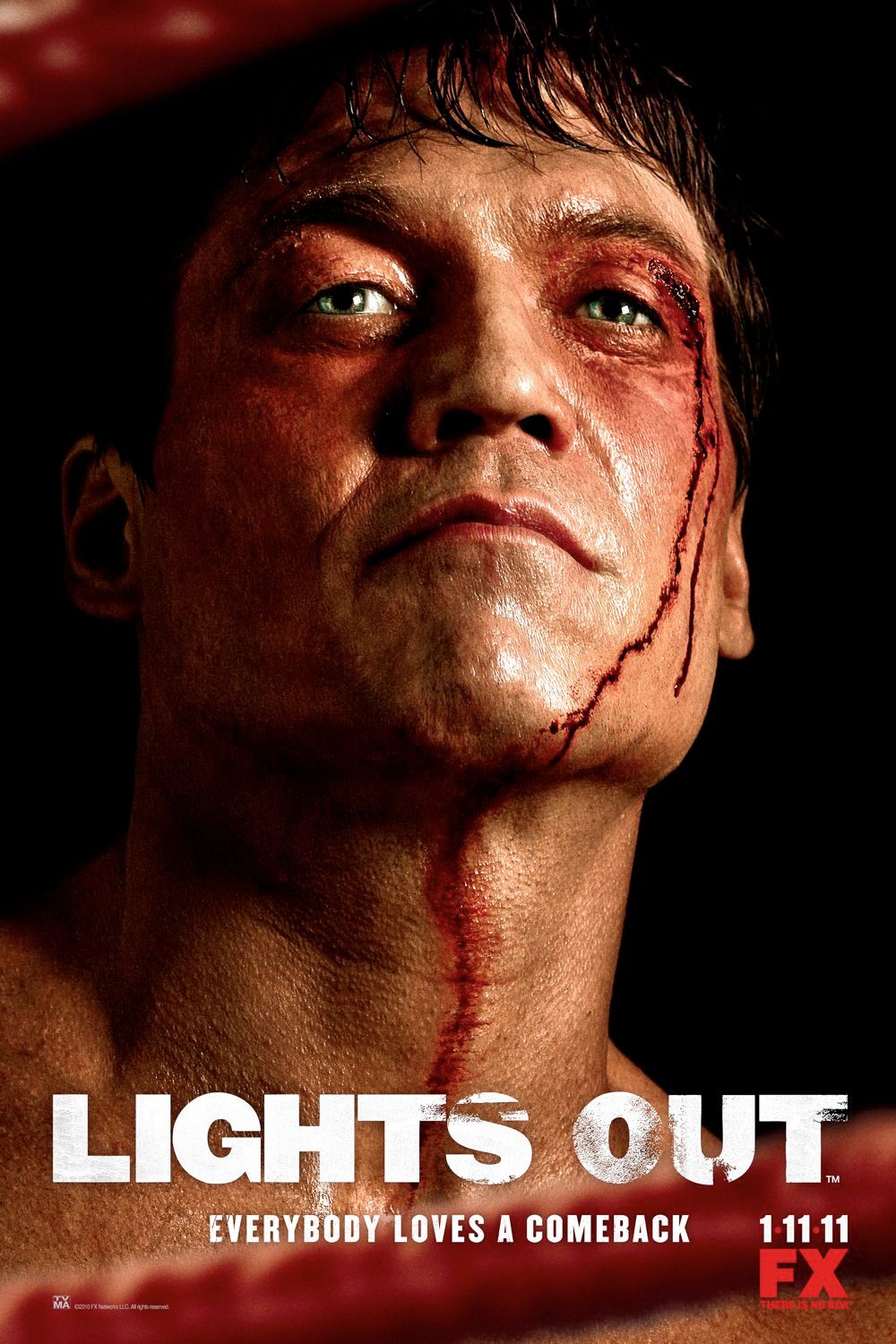 Holt McCallany and Warren Leight discuss the FX boxing series Lights OutThe FX boxing drama {0} is bringing its first season to a close over the next few weeks, leading up to Patrick Lights Leary's ultimate showdown with Death Row Reynolds ({1}) for the heavyweight title. The next episode of {2}, entitled {3}, airs on Tuesday, March 22 at 10 PM ET on FX, which is the 11th episode of this 13-episode first season. Series star {4} and executive producer {5} recently held a conference call to discus