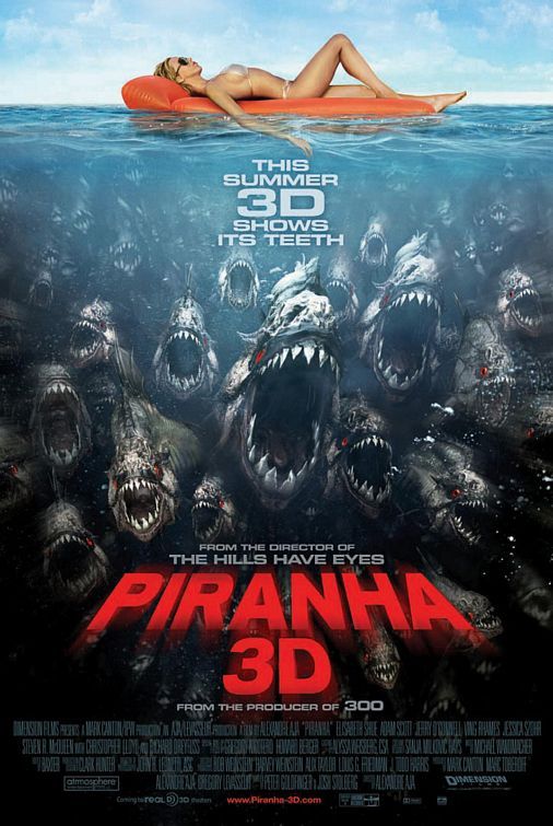 Piranha 3D at Comic-Con 2010The 2010 San Diego Comic-Con started up in full force on Thursday and one of the main events of the first full day at the Con was a screening of footage from the highly-anticipated horror remake {0}, which will be released in theaters nationwide on August 20. We {1} a few weeks ago that Dimension Films pulled their Comic-Con panel this year, because Comic-Con wouldn't allow them to show the footage they wanted to show. They could have edited down the footage for a mor
