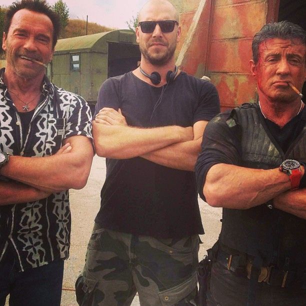 The Expendables 3 Arnold Schwarzenegger and Sylvester Stallone Set Photo