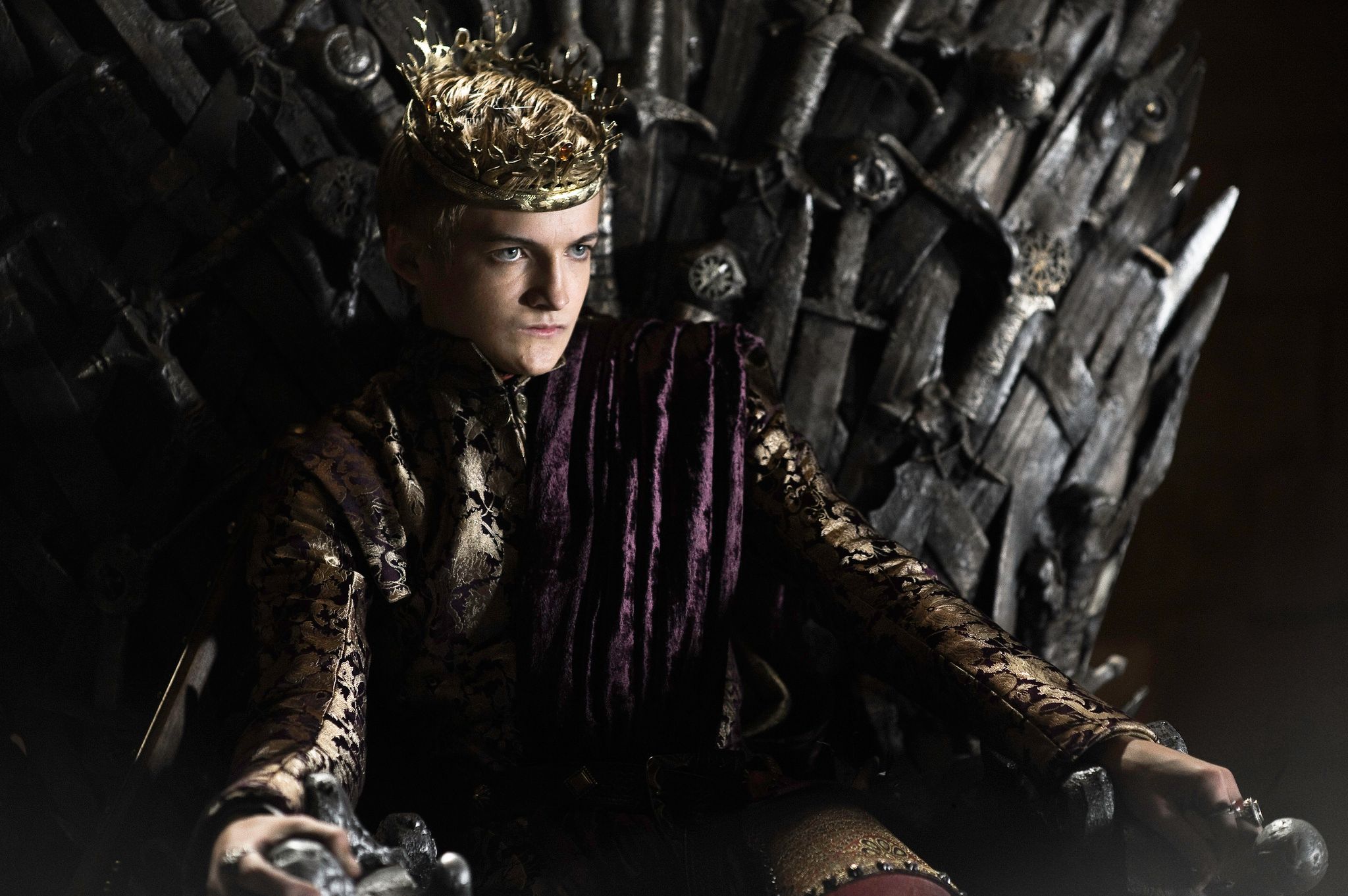 Jack Gleeson as Joffrey Baratheon in Game of ThronesOh yeah, speaking of Joffrey, the petulant young king is back and just as pissy as ever. We find him aiming a crossbow at his future wife Sansa ({4}), convinced that she had something to do with her brother Robb's victories. He has one of his goons start to beat on her, when in comes our favorite Imp Tyrion Lannister ({5}), swooping in to save the day and deliver a few cunning and hilarious lines in that perfect way he does.