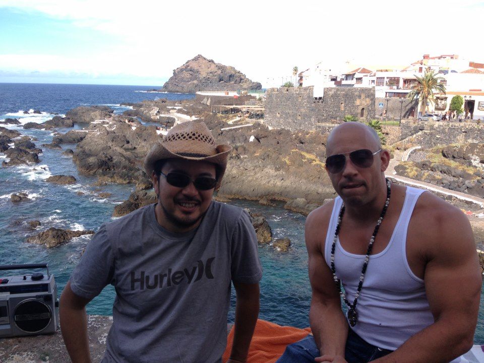 The Fast and the Furious 6 set photo with Vin Diesel and Justin Lin