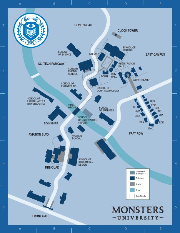 Monsters University Campus Map