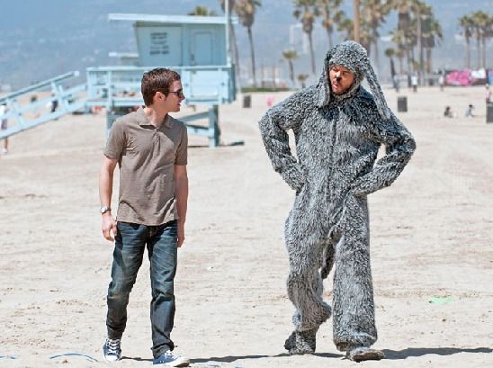 Elijah Wood and actor Jason Gann on the set of WIlfred #3
