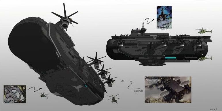 Early sketch of the Helicarrier design #1