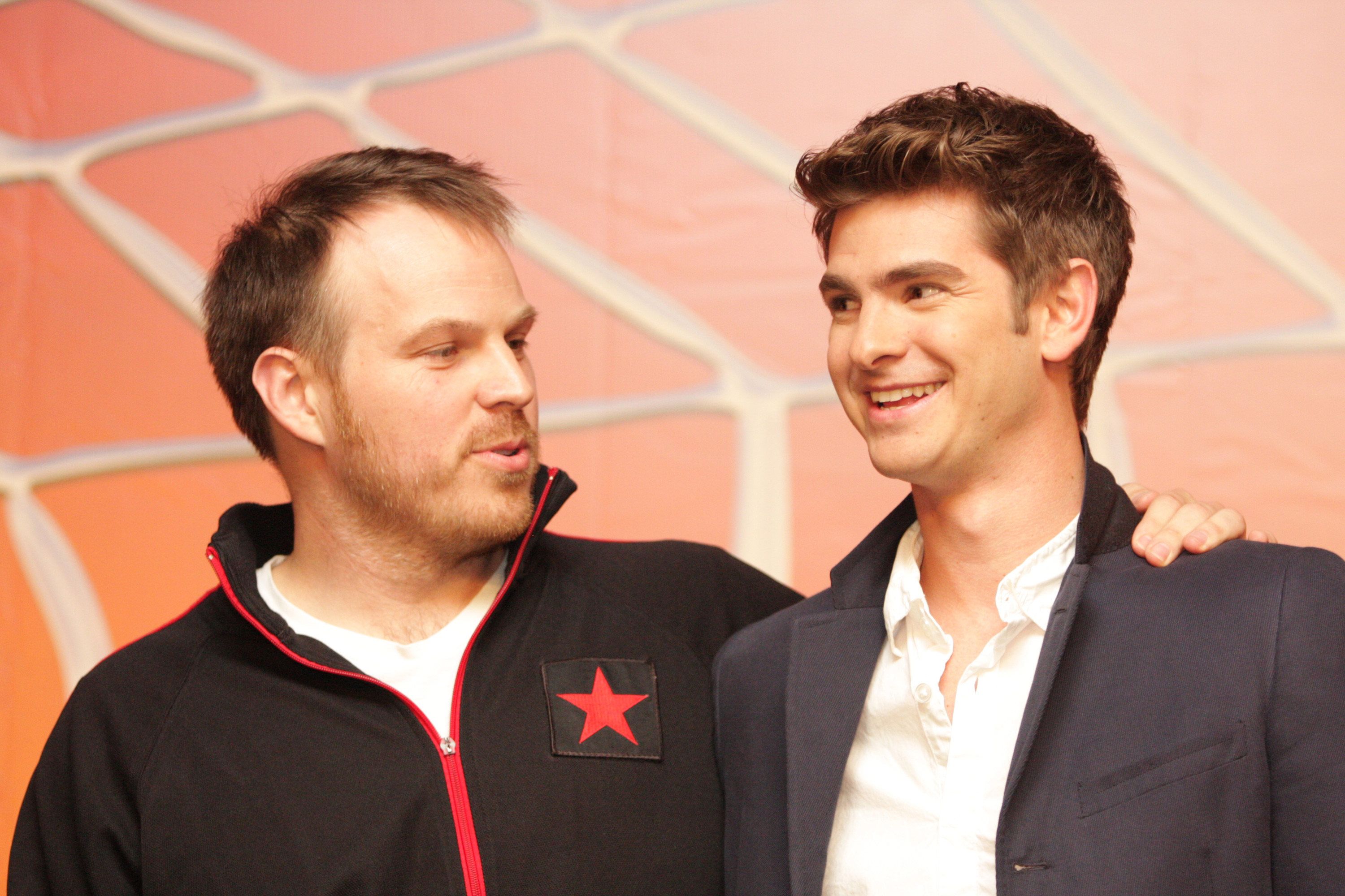 Director Marc Webb and Andrew Garfield at Columbia Pictures