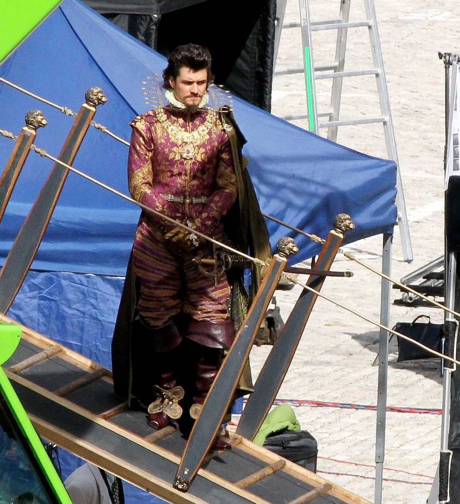 Orlando Bloom on the set of The Three Musketeers