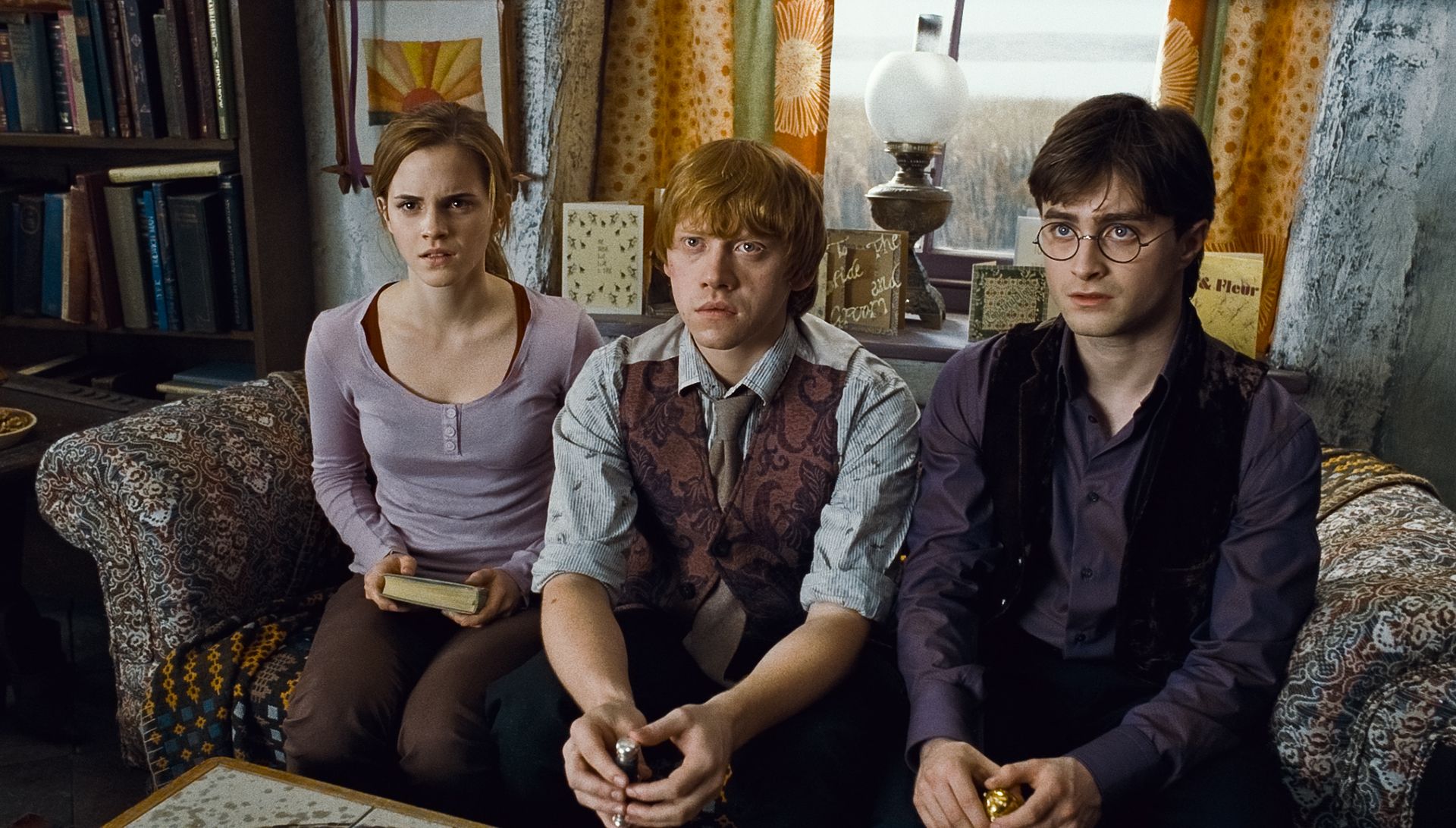 Emma Watson, Rupert Grint and Daniel Radcliffe as Hermione, Ron and Harry
