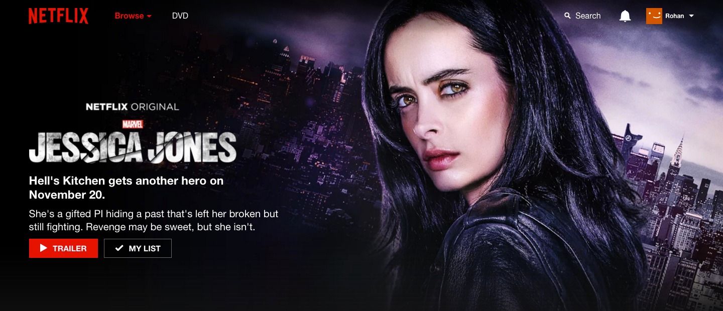 Jessica Jones Netflix Landing Page
