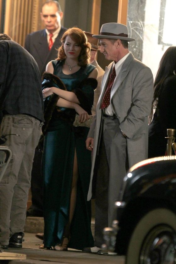 Emma Stone and Sean Penn on the Gangster Squad Set #2