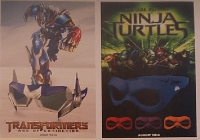 Teenage Mutant Ninja Turtles and Transformers 4 3D glasses
