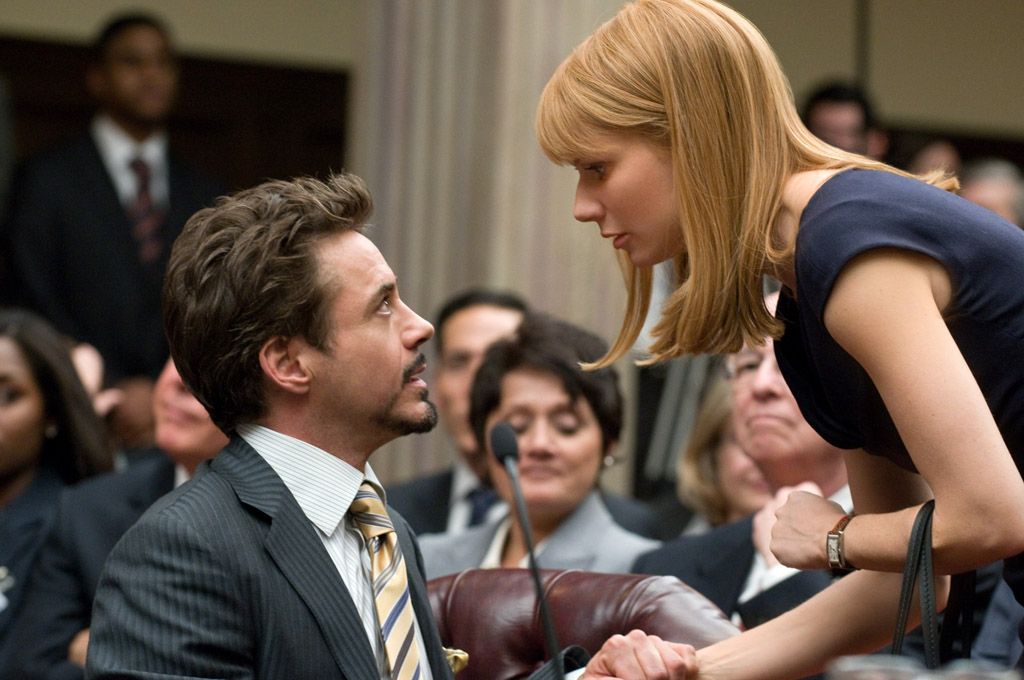 Robert Downey Jr. and Gwyneth Paltrow in Iron Man 2