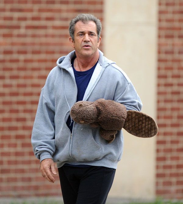 Mel Gibson on the set of The Beaver