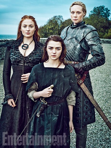 Game of Thrones Season 6 Gwendoline Christie Maisie Williams and Sophie Turner Portrait