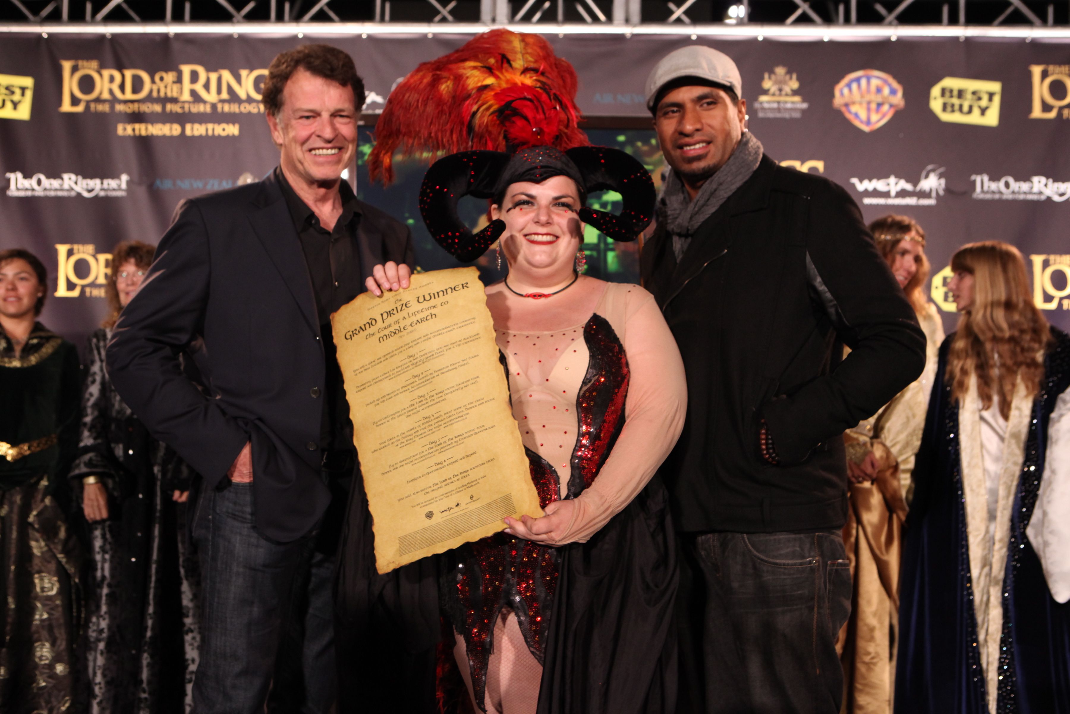 The Lord of the Rings costume contest winner with John Noble and Sala Baker{9}'s Denethor was featured in {10}, but the actor actually made his Middle Earth debut in {11}. Although the scenes were ultimately cut from the theatrical version, fans can enjoy his work as Denethor in this Extended Edition Blu-ray trilogy.