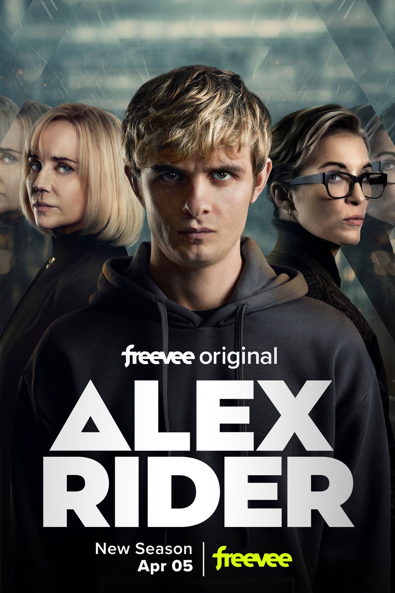 Alex Rider Season 3 Poster Showing Otto Farrant and Cast Split by a Mirror