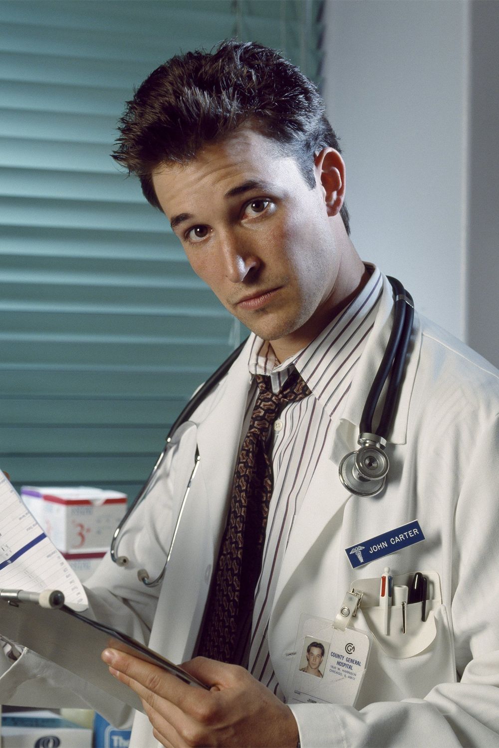 Noah Wyle in ER Holding a Clipboard